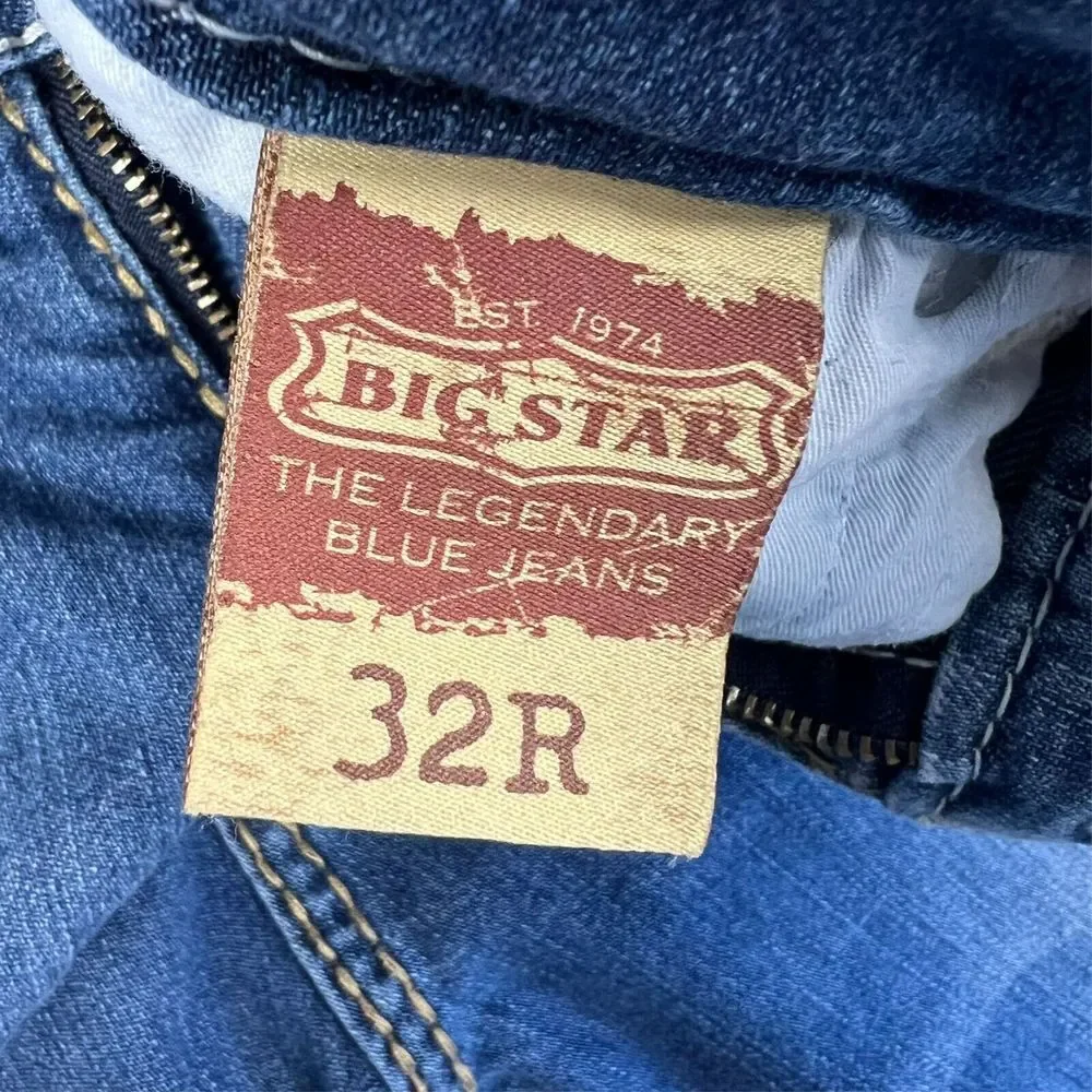 Big Star Women's Jeans 32R Bootcut Rhinestone Pocket‎ Distressed Denim Nina - Picture 4 of 16